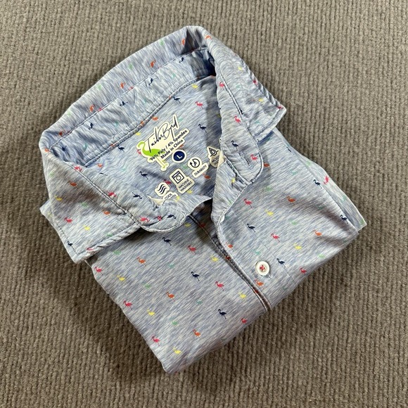 TailorByrd Shirt Mens Large All Over Print‎ Flamingo Performance Golf Stretch - Picture 9 of 9
